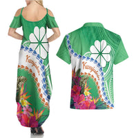 Marshall Islands Kwajalein Atoll Couples Matching Summer Maxi Dress and Hawaiian Shirt Curves Polynesian Mix Tropical Flowers LT14 - Polynesian Pride