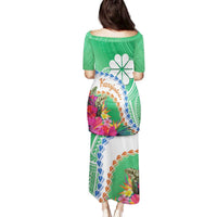 Marshall Islands Kwajalein Atoll Family Matching Puletasi and Hawaiian Shirt Curves Polynesian Mix Tropical Flowers LT14 - Polynesian Pride