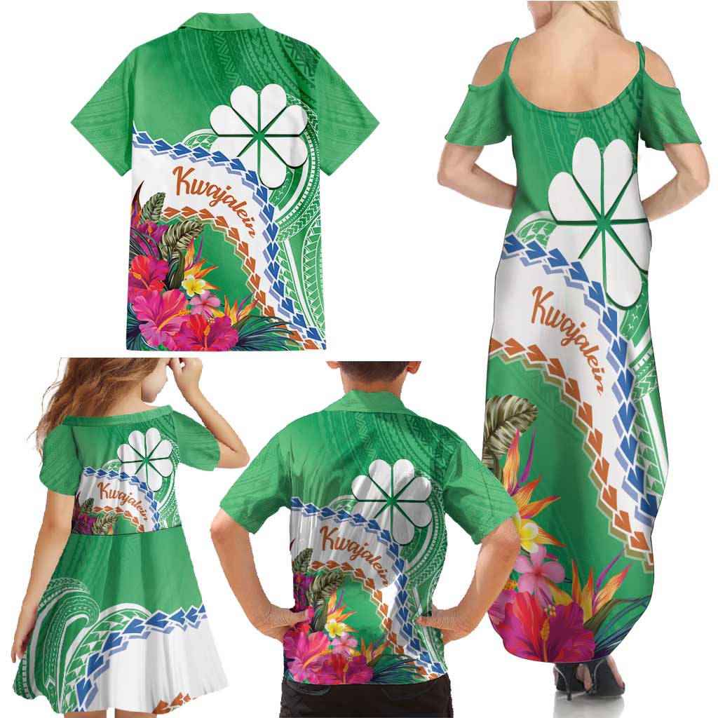 Marshall Islands Kwajalein Atoll Family Matching Summer Maxi Dress and Hawaiian Shirt Curves Polynesian Mix Tropical Flowers LT14 - Polynesian Pride