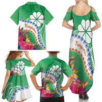 Marshall Islands Kwajalein Atoll Family Matching Summer Maxi Dress and Hawaiian Shirt Curves Polynesian Mix Tropical Flowers LT14 - Polynesian Pride