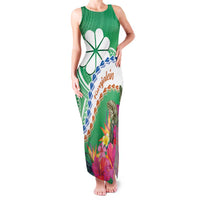 Marshall Islands Kwajalein Atoll Family Matching Tank Maxi Dress and Hawaiian Shirt Curves Polynesian Mix Tropical Flowers LT14 Mom's Dress Green - Polynesian Pride