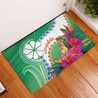 Marshall Islands Kwajalein Atoll Rubber Doormat Curves Polynesian Mix Tropical Flowers LT14 - Polynesian Pride