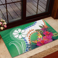 Marshall Islands Kwajalein Atoll Rubber Doormat Curves Polynesian Mix Tropical Flowers LT14 - Polynesian Pride