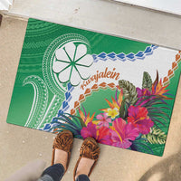 Marshall Islands Kwajalein Atoll Rubber Doormat Curves Polynesian Mix Tropical Flowers LT14 - Polynesian Pride
