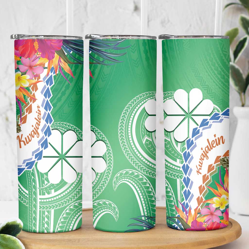 Marshall Islands Kwajalein Atoll Skinny Tumbler Curves Polynesian Mix Tropical Flowers LT14 - Polynesian Pride