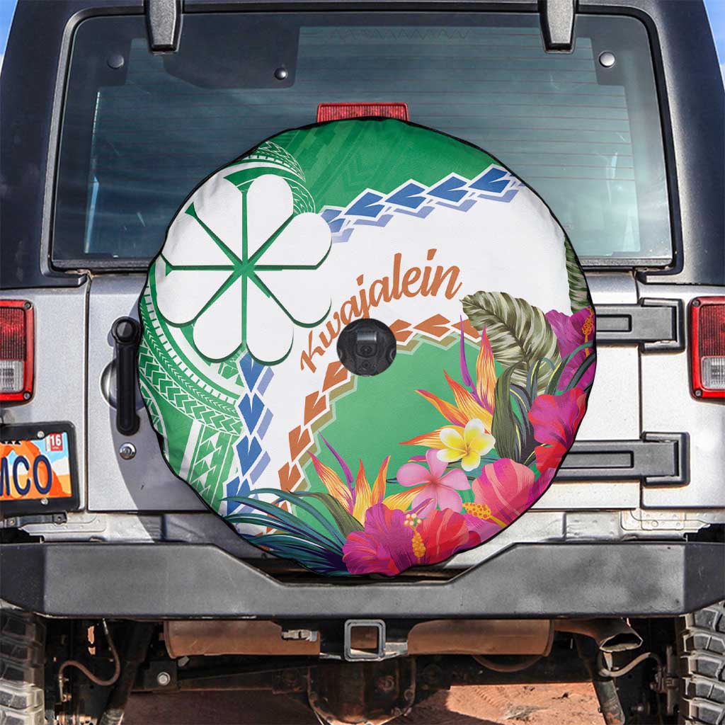 Marshall Islands Kwajalein Atoll Spare Tire Cover Curves Polynesian Mix Tropical Flowers LT14 Green - Polynesian Pride