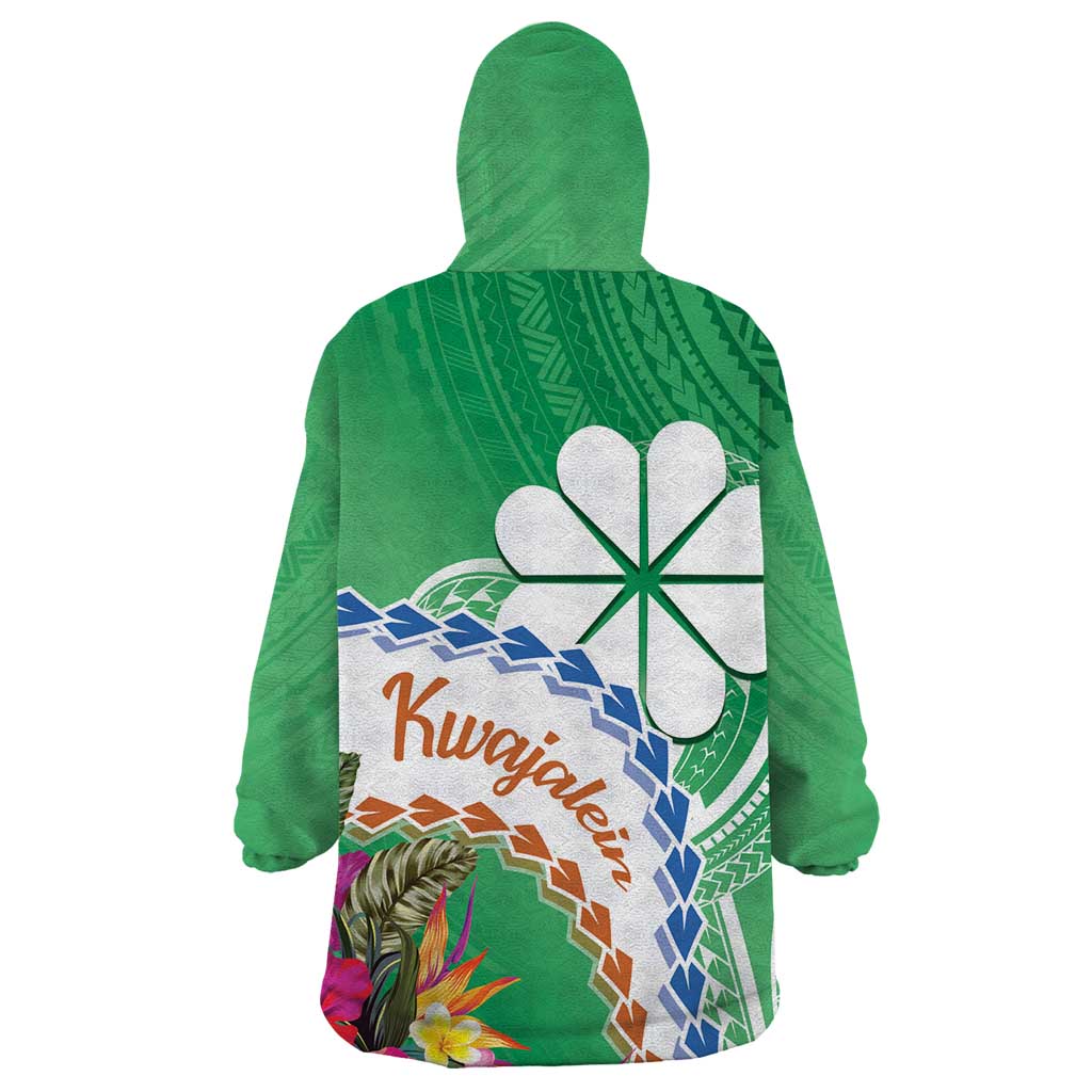 Marshall Islands Kwajalein Atoll Wearable Blanket Hoodie Curves Polynesian Mix Tropical Flowers LT14 - Polynesian Pride