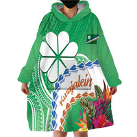 Marshall Islands Kwajalein Atoll Wearable Blanket Hoodie Curves Polynesian Mix Tropical Flowers LT14 - Polynesian Pride