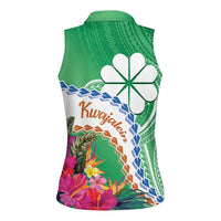 Marshall Islands Kwajalein Atoll Women Sleeveless Polo Shirt Curves Polynesian Mix Tropical Flowers LT14 - Polynesian Pride