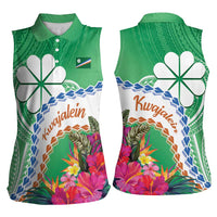 Marshall Islands Kwajalein Atoll Women Sleeveless Polo Shirt Curves Polynesian Mix Tropical Flowers LT14 - Polynesian Pride