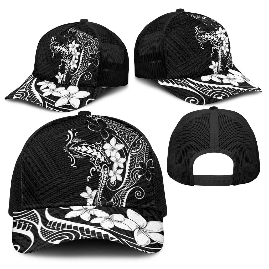 Black Hawaii Baseball Net Cap Hammerhead Shark Tattoo Curve Polynesian - Polynesian Pride
