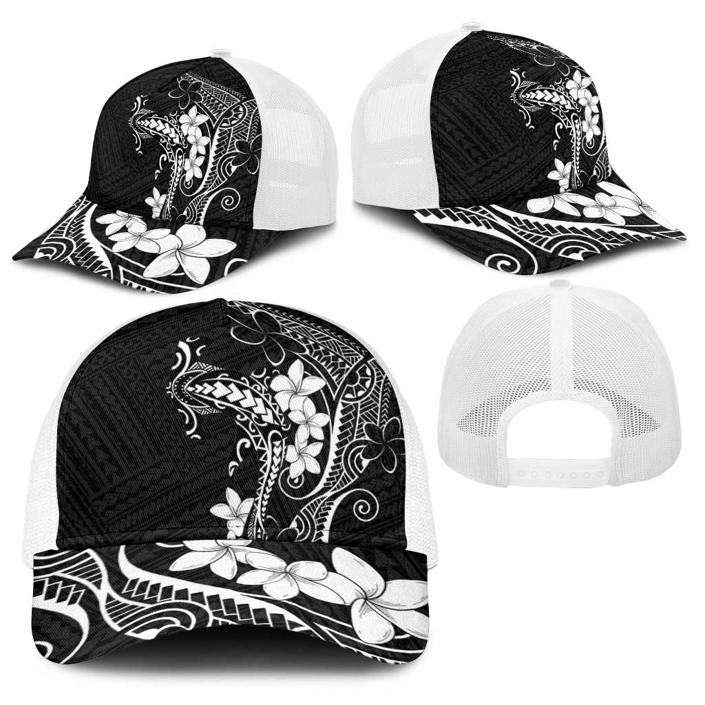 Black Hawaii Baseball Net Cap Hammerhead Shark Tattoo Curve Polynesian - Polynesian Pride