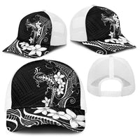 Black Hawaii Baseball Net Cap Hammerhead Shark Tattoo Curve Polynesian - Polynesian Pride
