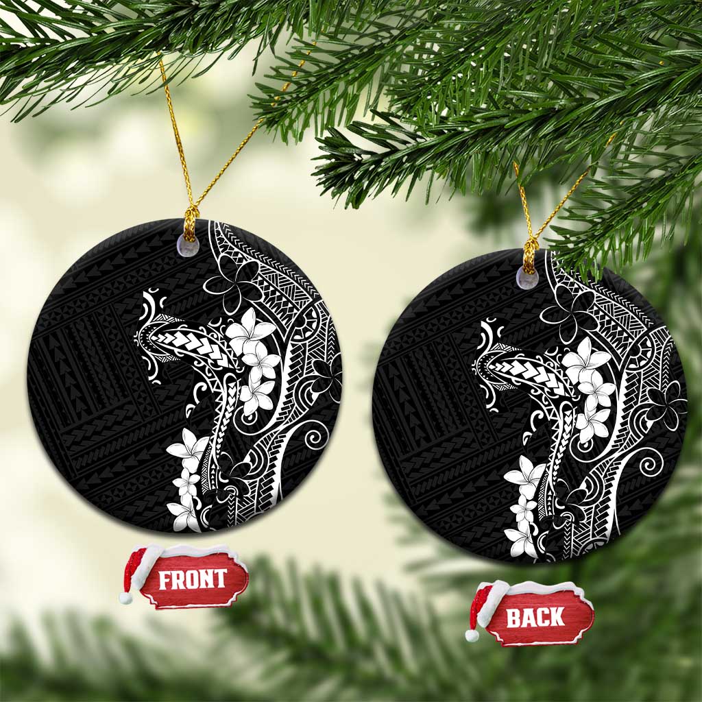 Black Hawaii Ceramic Ornament Hammerhead Shark Tattoo Curve Polynesian - Polynesian Pride
