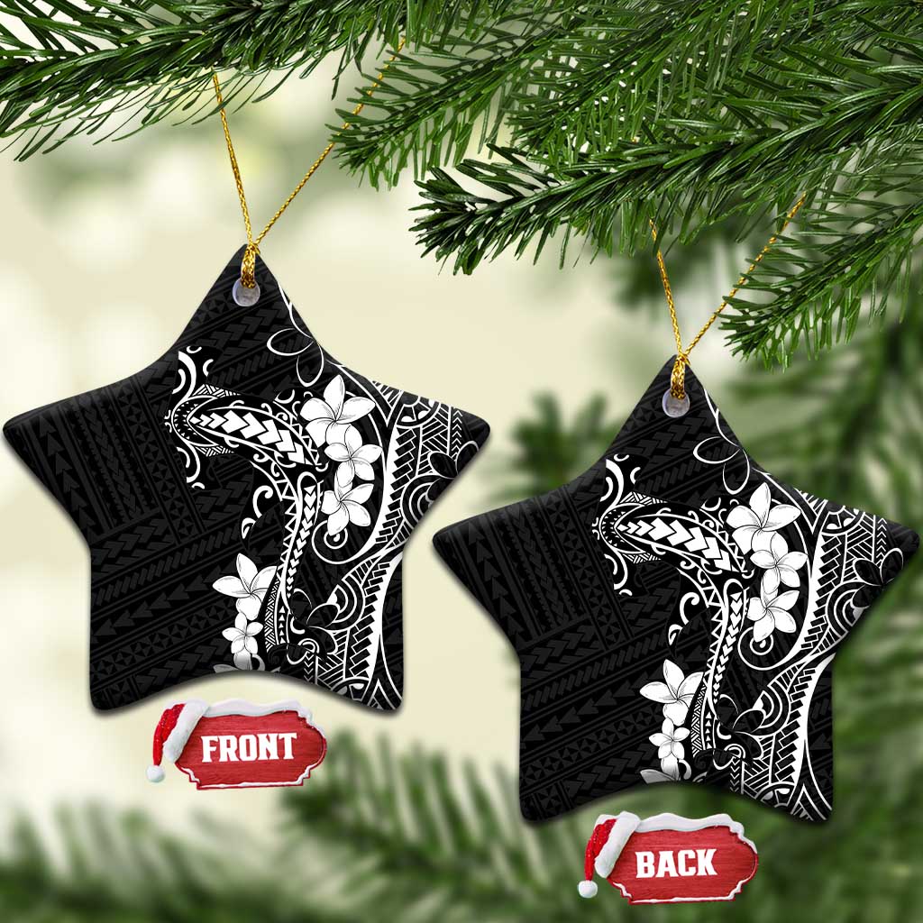 Black Hawaii Ceramic Ornament Hammerhead Shark Tattoo Curve Polynesian - Polynesian Pride
