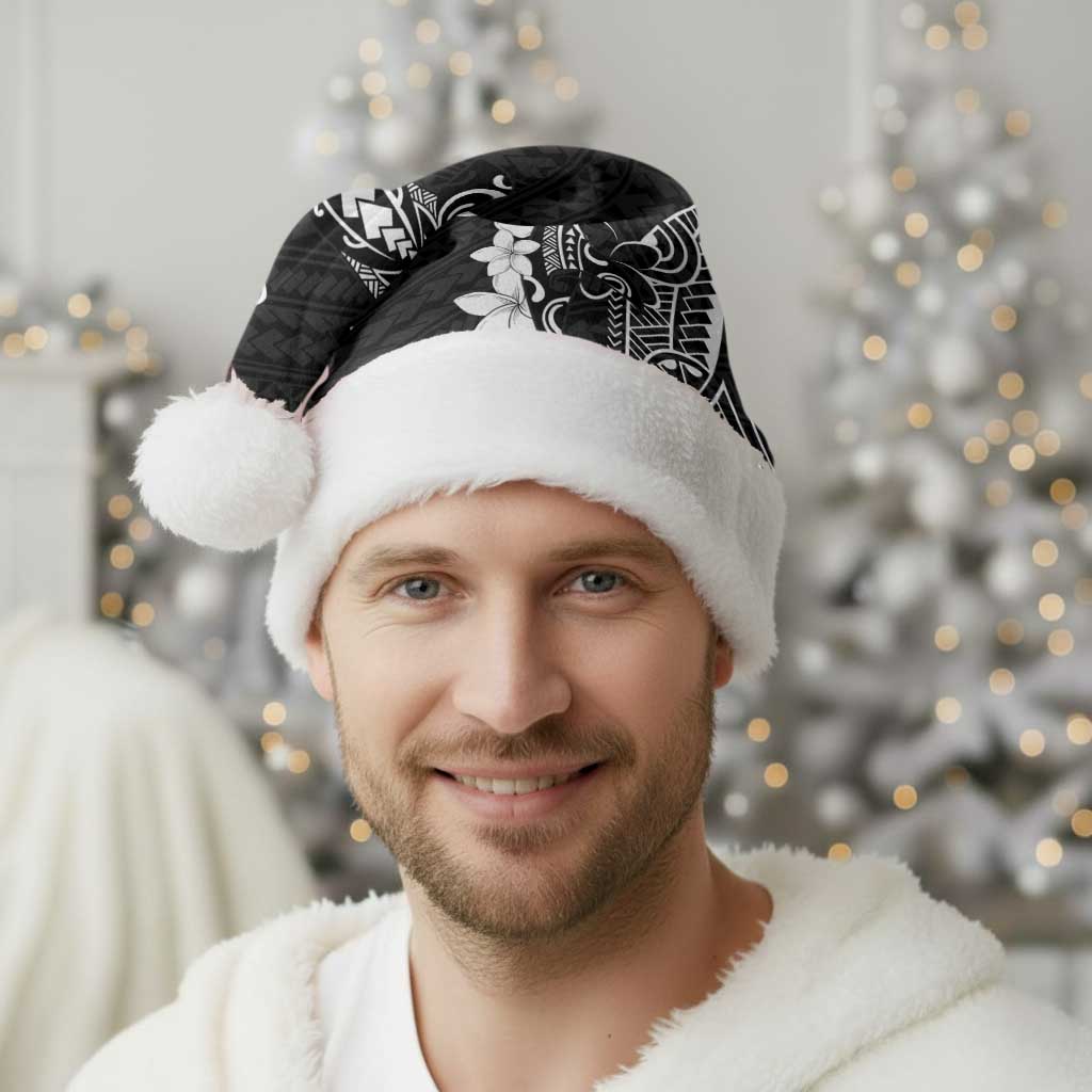 Black Hawaii Christmas Santa Hat Hammerhead Shark Tattoo Curve Polynesian - Polynesian Pride