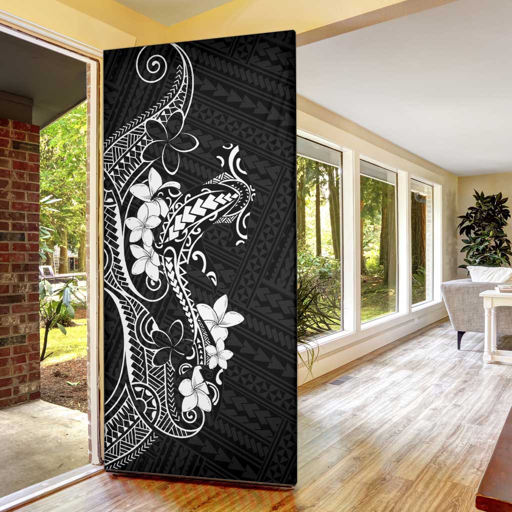 Black Hawaii Door Cover Hammerhead Shark Tattoo Curve Polynesian - Polynesian Pride
