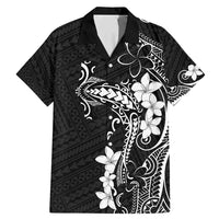 Black Hawaii Family Matching Mermaid Dress and Hawaiian Shirt Hammerhead Shark Tattoo Curve Polynesian LT14 Dad's Shirt - Short Sleeve Black - Polynesian Pride