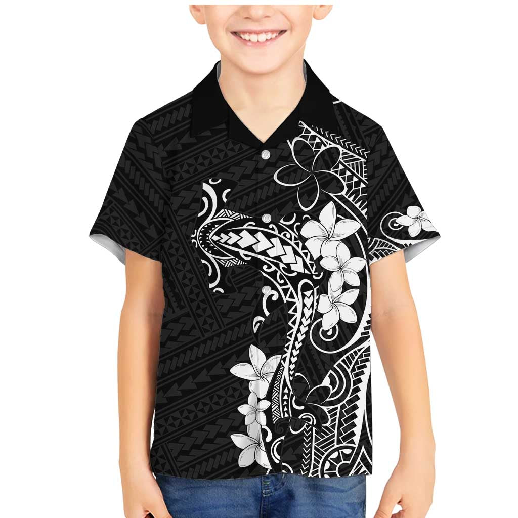 Black Hawaii Family Matching Mermaid Dress and Hawaiian Shirt Hammerhead Shark Tattoo Curve Polynesian LT14 Son's Shirt Black - Polynesian Pride