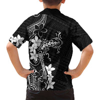 Black Hawaii Family Matching Off Shoulder Short Dress and Hawaiian Shirt Hammerhead Shark Tattoo Curve Polynesian LT14 - Polynesian Pride