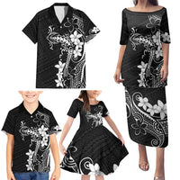 Black Hawaii Family Matching Puletasi and Hawaiian Shirt Hammerhead Shark Tattoo Curve Polynesian LT14 - Polynesian Pride