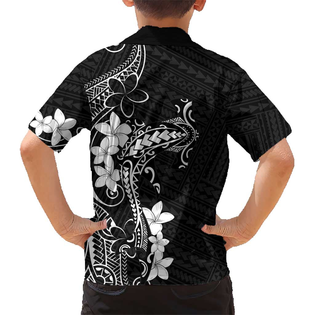 Black Hawaii Family Matching Short Sleeve Bodycon Dress and Hawaiian Shirt Hammerhead Shark Tattoo Curve Polynesian LT14 - Polynesian Pride