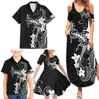 Black Hawaii Family Matching Summer Maxi Dress and Hawaiian Shirt Hammerhead Shark Tattoo Curve Polynesian LT14 - Polynesian Pride