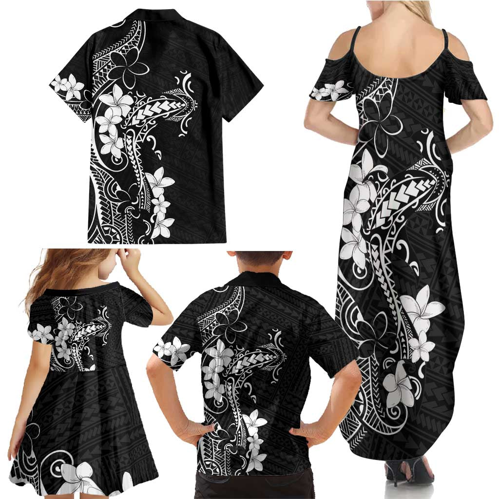 Black Hawaii Family Matching Summer Maxi Dress and Hawaiian Shirt Hammerhead Shark Tattoo Curve Polynesian LT14 - Polynesian Pride