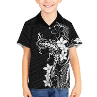 Black Hawaii Family Matching Summer Maxi Dress and Hawaiian Shirt Hammerhead Shark Tattoo Curve Polynesian LT14 Son's Shirt Black - Polynesian Pride