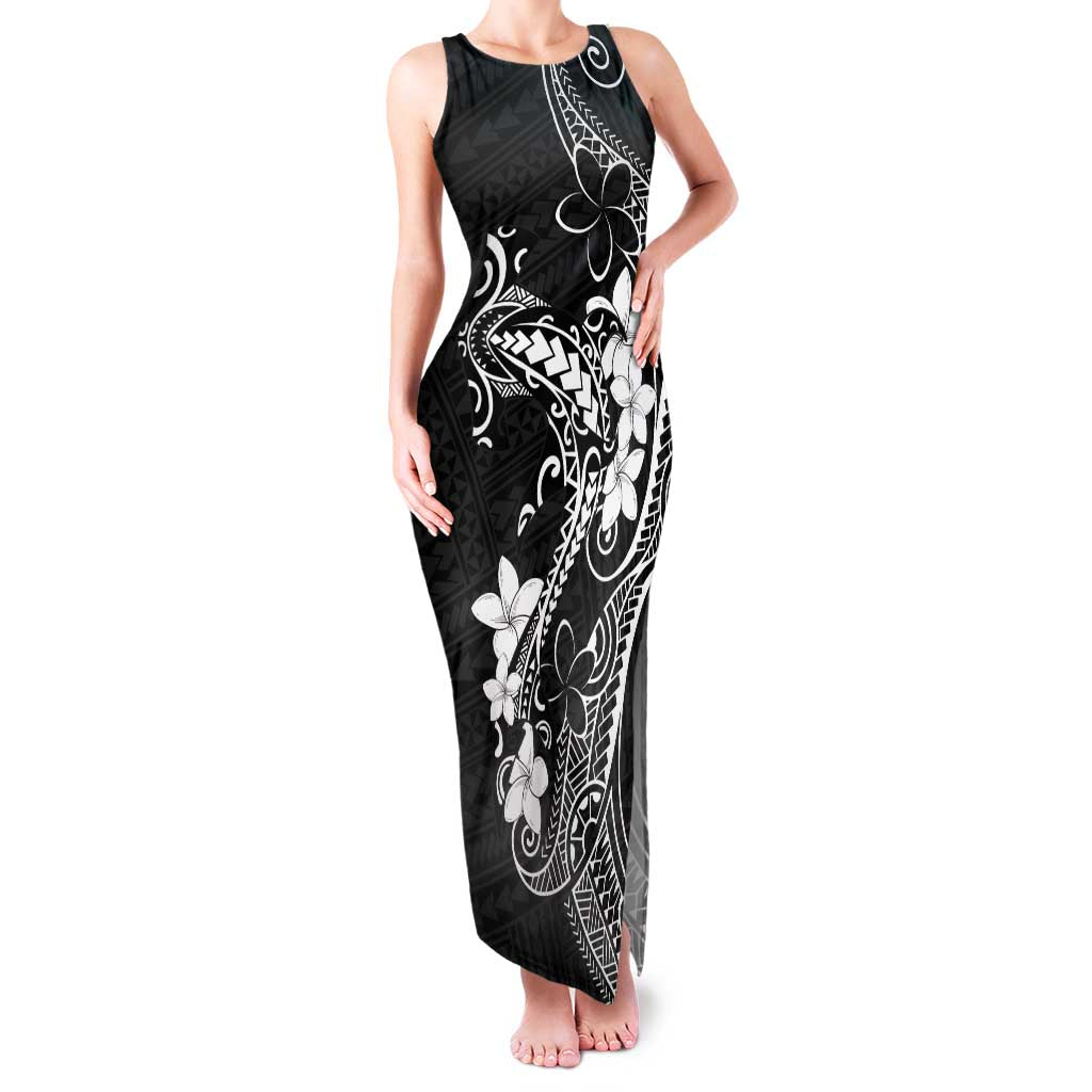 Black Hawaii Family Matching Tank Maxi Dress and Hawaiian Shirt Hammerhead Shark Tattoo Curve Polynesian LT14 Mom's Dress Black - Polynesian Pride
