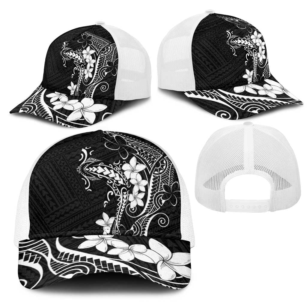 Black Hawaii Mesh Trucker Cap Hammerhead Shark Tattoo Curve Polynesian - Polynesian Pride