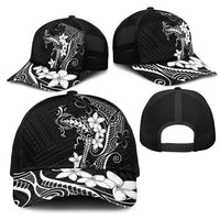 Black Hawaii Mesh Trucker Cap Hammerhead Shark Tattoo Curve Polynesian - Polynesian Pride