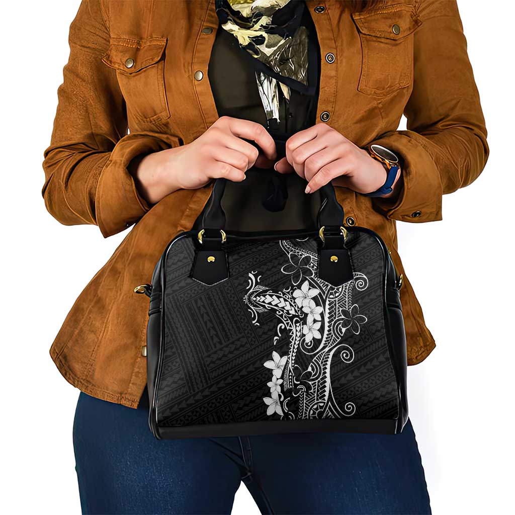 Black Hawaii Shoulder Handbag Hammerhead Shark Tattoo Curve Polynesian - Polynesian Pride