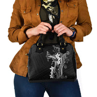 Black Hawaii Shoulder Handbag Hammerhead Shark Tattoo Curve Polynesian - Polynesian Pride