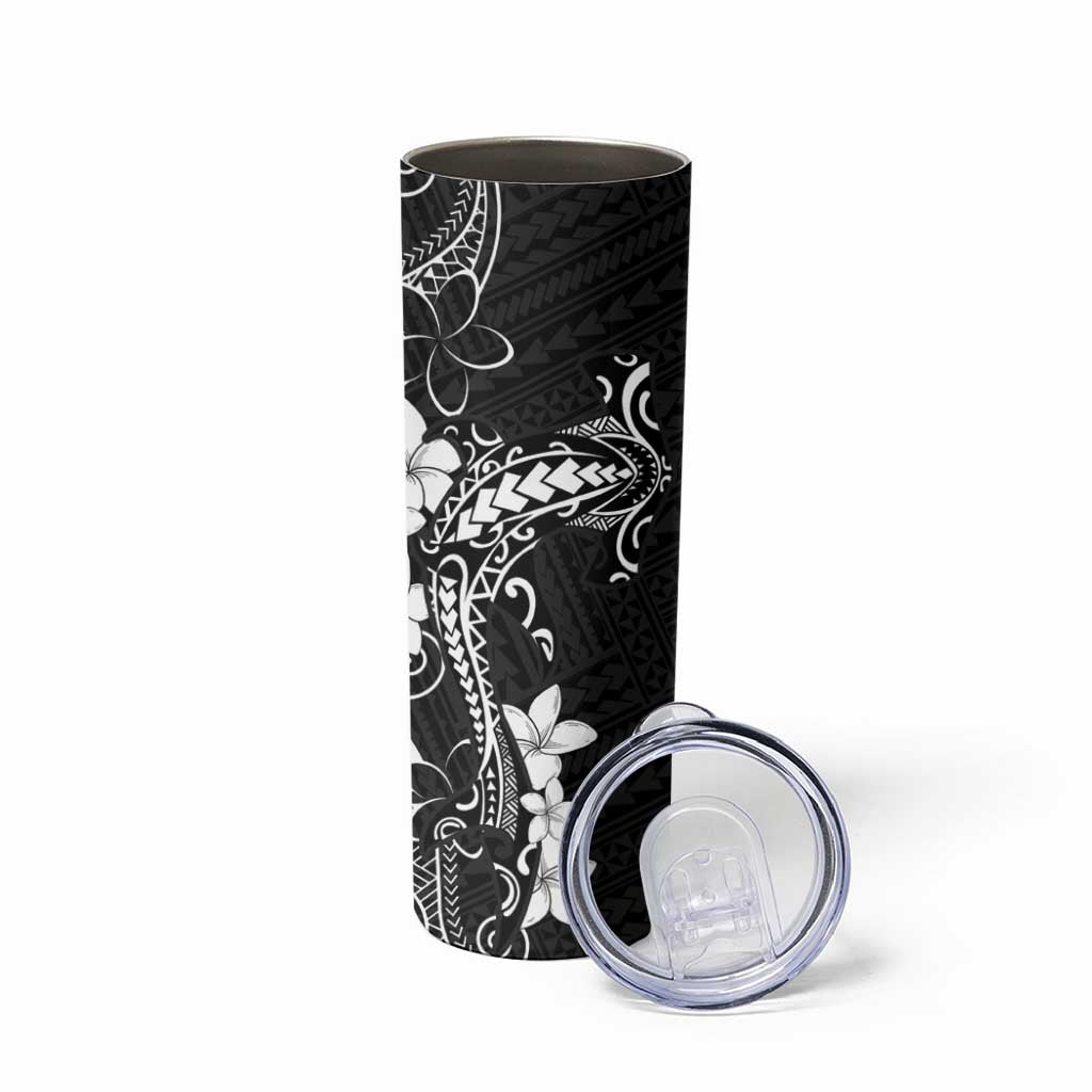 Black Hawaii Skinny Tumbler Hammerhead Shark Tattoo Curve Polynesian - Polynesian Pride