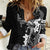 Black Hawaii Women Casual Shirt Hammerhead Shark Tattoo Curve Polynesian - Polynesian Pride