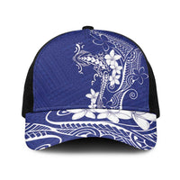 Blue Hawaii Baseball Net Cap Hammerhead Shark Tattoo Curve Polynesian - Polynesian Pride