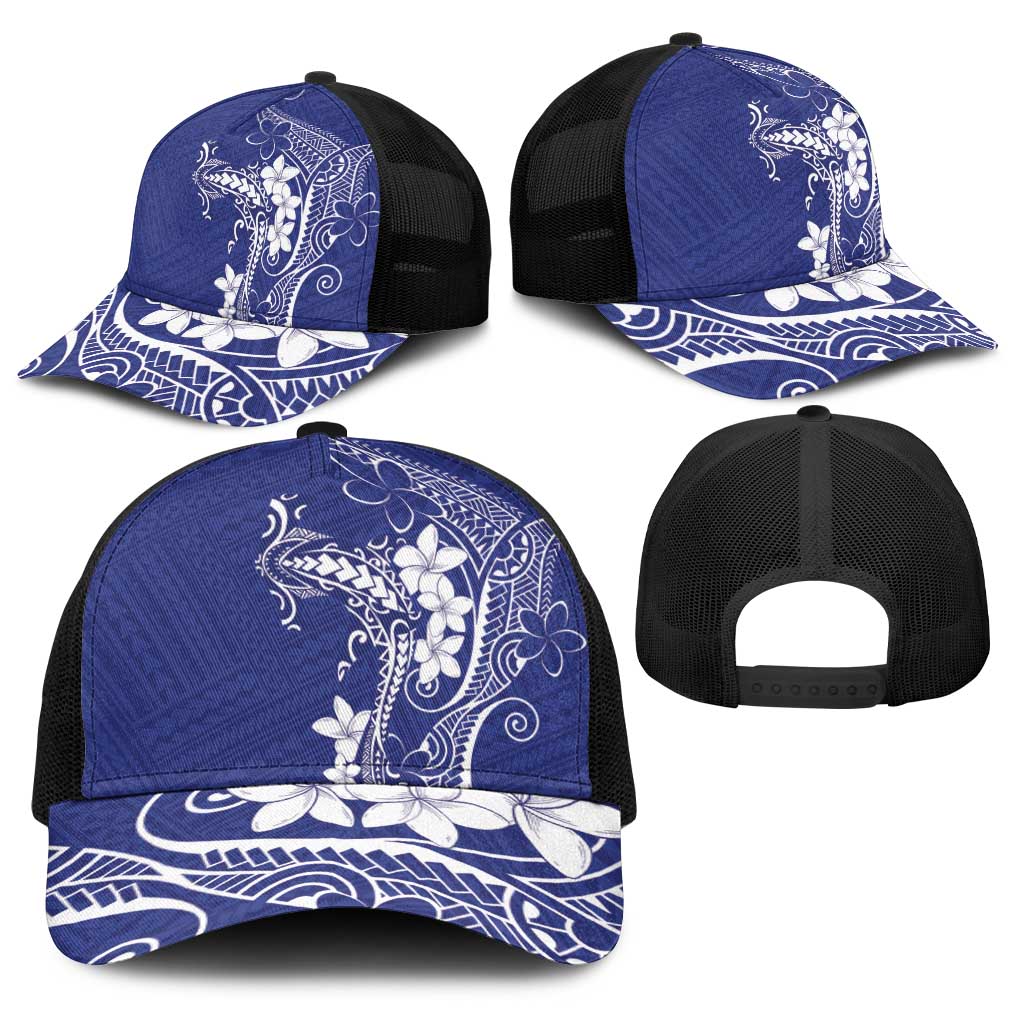 Blue Hawaii Baseball Net Cap Hammerhead Shark Tattoo Curve Polynesian - Polynesian Pride