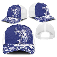 Blue Hawaii Baseball Net Cap Hammerhead Shark Tattoo Curve Polynesian - Polynesian Pride
