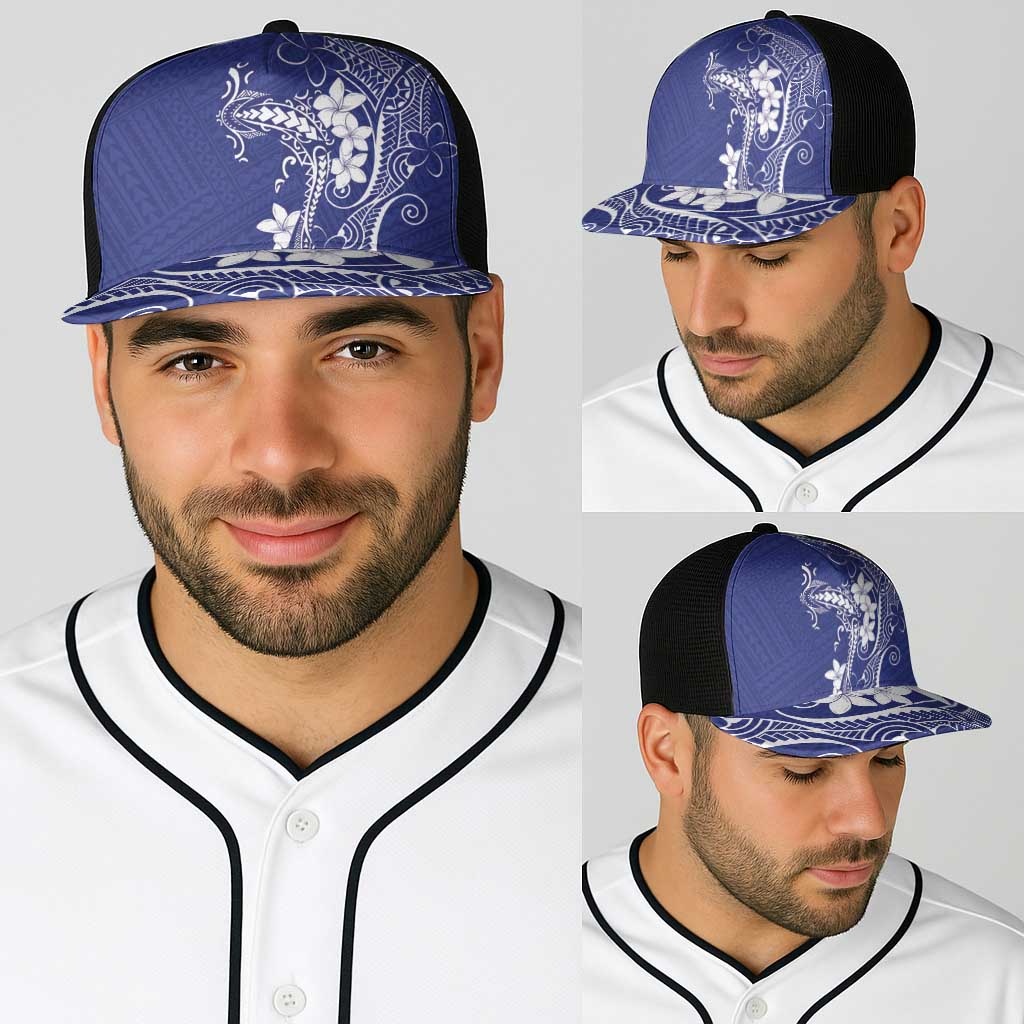 Blue Hawaii Baseball Net Cap Hammerhead Shark Tattoo Curve Polynesian - Polynesian Pride