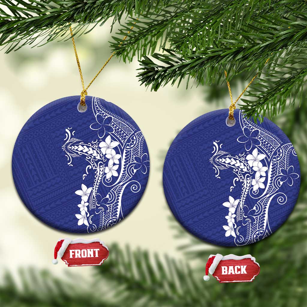 Blue Hawaii Ceramic Ornament Hammerhead Shark Tattoo Curve Polynesian - Polynesian Pride