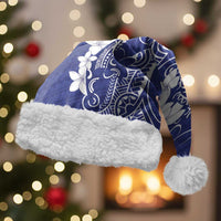 Blue Hawaii Christmas Santa Hat Hammerhead Shark Tattoo Curve Polynesian LT14 With Fur Blue - Polynesian Pride