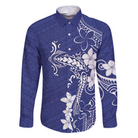 Blue Hawaii Family Matching Long Sleeve Bodycon Dress and Hawaiian Shirt Hammerhead Shark Tattoo Curve Polynesian LT14 Dad's Shirt - Long Sleeve Blue - Polynesian Pride