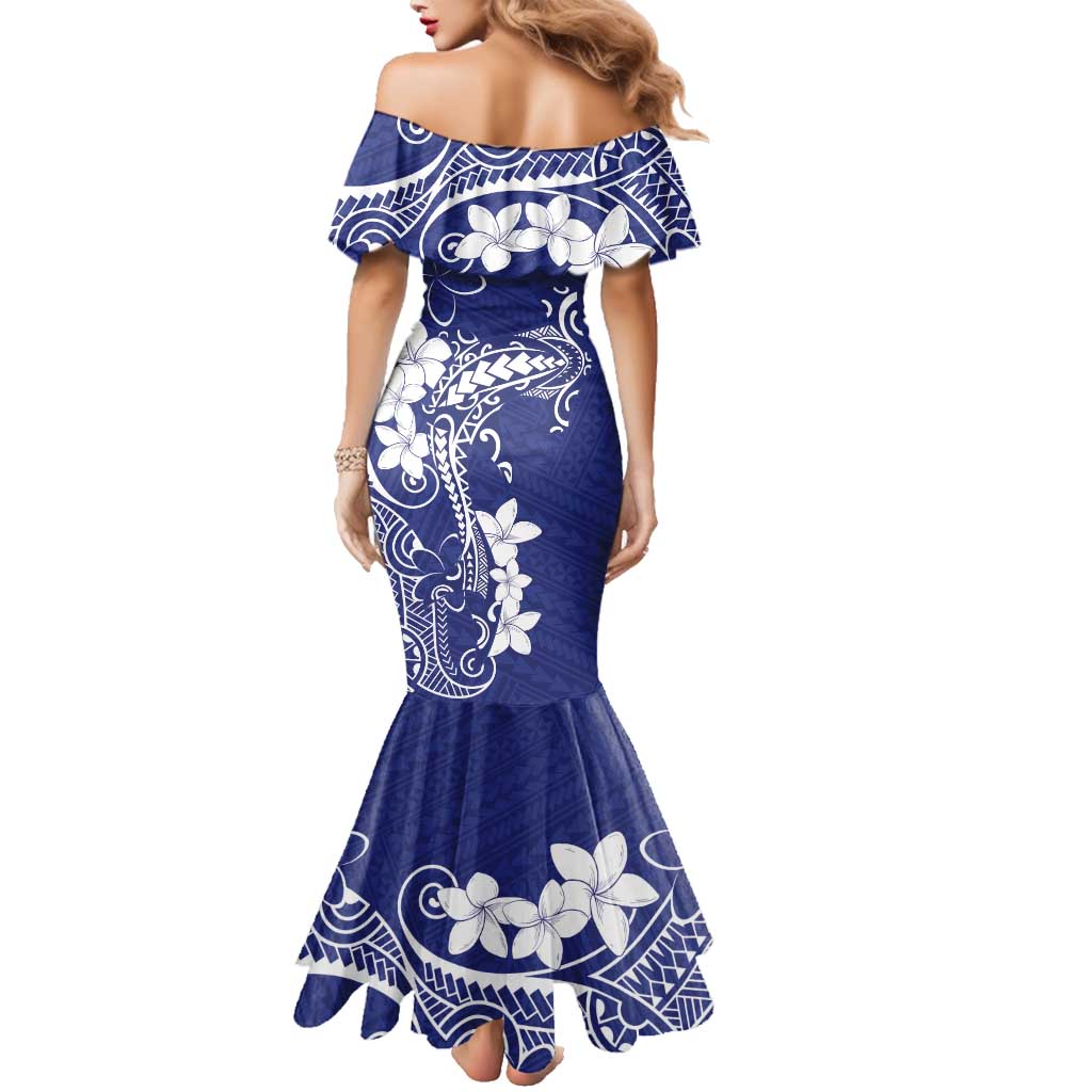 Blue Hawaii Family Matching Mermaid Dress and Hawaiian Shirt Hammerhead Shark Tattoo Curve Polynesian LT14 - Polynesian Pride