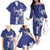 Blue Hawaii Family Matching Off The Shoulder Long Sleeve Dress and Hawaiian Shirt Hammerhead Shark Tattoo Curve Polynesian - Polynesian Pride