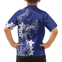 Blue Hawaii Family Matching Off Shoulder Maxi Dress and Hawaiian Shirt Hammerhead Shark Tattoo Curve Polynesian LT14 - Polynesian Pride
