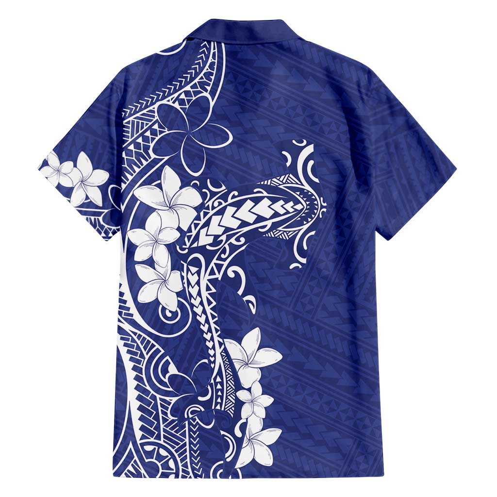 Blue Hawaii Family Matching Off Shoulder Maxi Dress and Hawaiian Shirt Hammerhead Shark Tattoo Curve Polynesian LT14 - Polynesian Pride