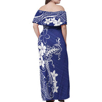 Blue Hawaii Family Matching Off Shoulder Maxi Dress and Hawaiian Shirt Hammerhead Shark Tattoo Curve Polynesian LT14 - Polynesian Pride
