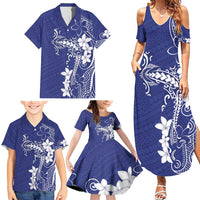 Blue Hawaii Family Matching Summer Maxi Dress and Hawaiian Shirt Hammerhead Shark Tattoo Curve Polynesian LT14 - Polynesian Pride