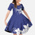 Blue Hawaii Kid Short Sleeve Dress Hammerhead Shark Tattoo Curve Polynesian - Polynesian Pride